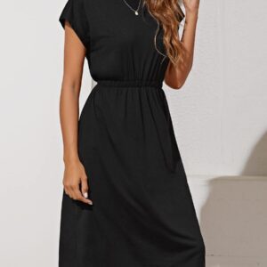 Solid Batwing Sleeve Casual Women Dress