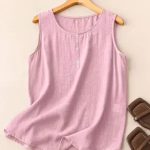 Lovshy Simple Botton Decor Tank Top