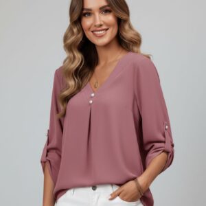 Lovshy Classy Mauve Top With Pearl Button