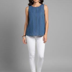 Sleeveless Classic Denim Tank Top for Women