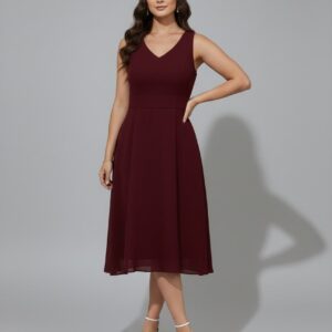 Elegant Sleeveless A-Line Midi Dress