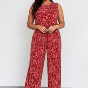 Lovshy Mauve Polka Dot Sleeveless Jumpsuit rd