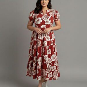 Lovshy Trendy Printed Floral Midi Dress rf