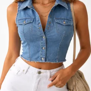 Classic Blue Denim Crop Top